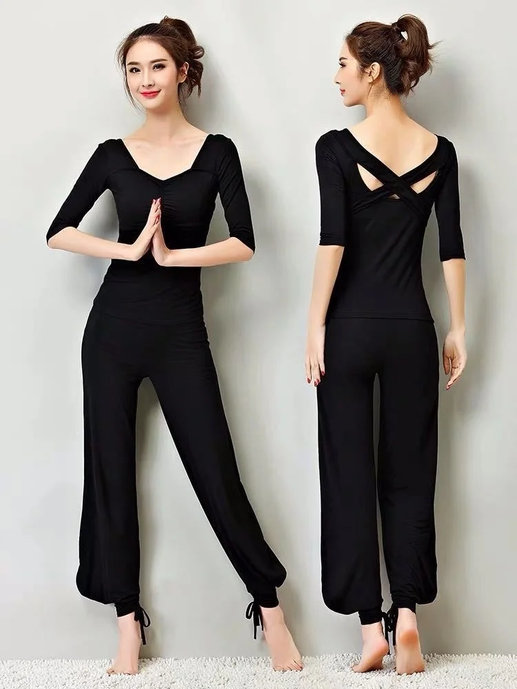 

Костюм для йоги, элегантный облегающий костюм для танца живота, одежда для ночного клуба, выступления, Классические однотонные уличные костюмы, одежда с открытой спиной