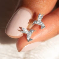 new exquisite little hummingbird earrings fashion shining zircon stud earrings womens bride valentines day anniversary gift
