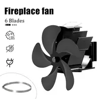 Black High-temperature Wall Mouted Heat Powered Log Wood Burner Stove Fan Heat Distribution Fireplace Fan