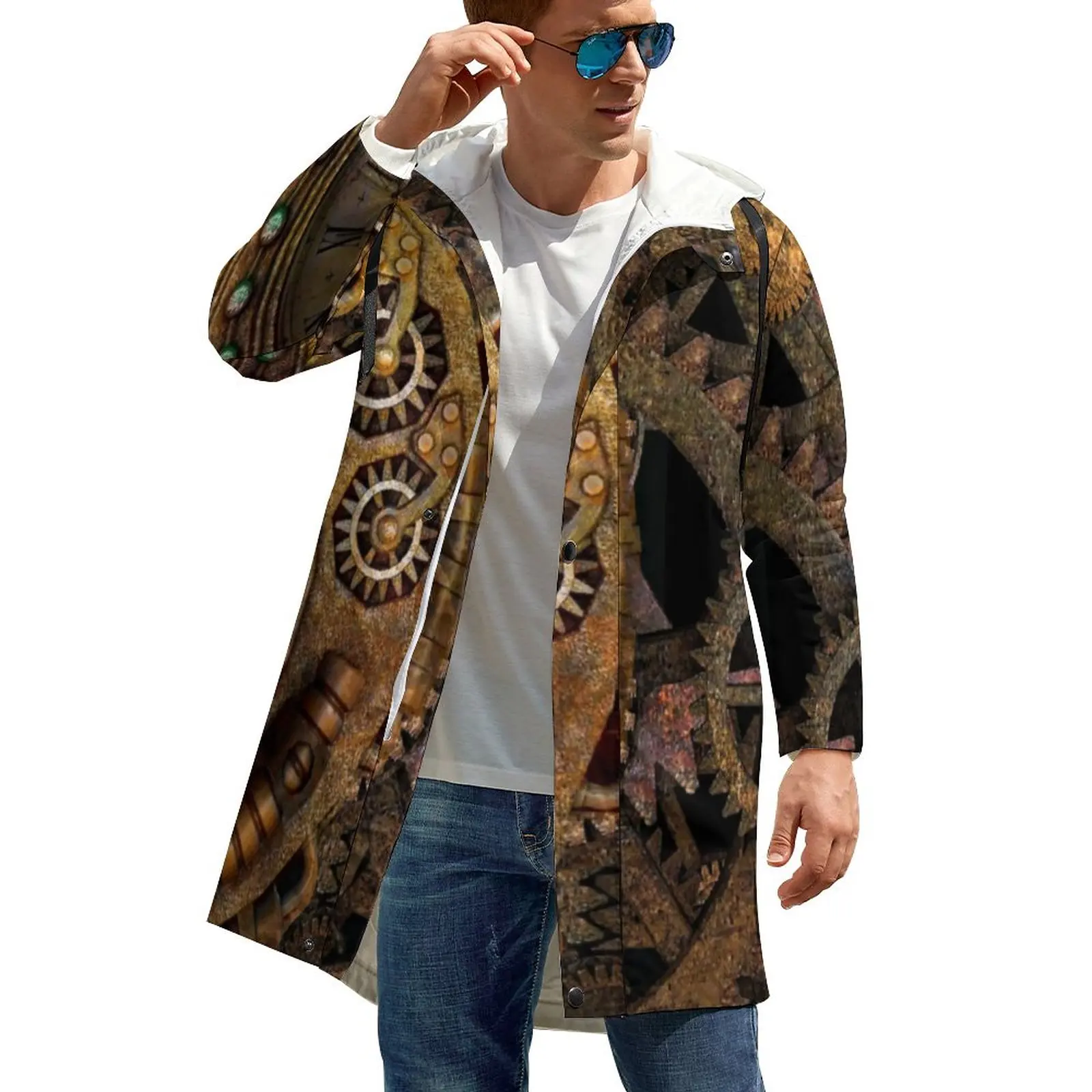 

Steampunk Coats Victorian and Edwardian Styles Outerwear Casual Windbreak Male Custom Streetwear Hooded Autumn Jackets Plus Size