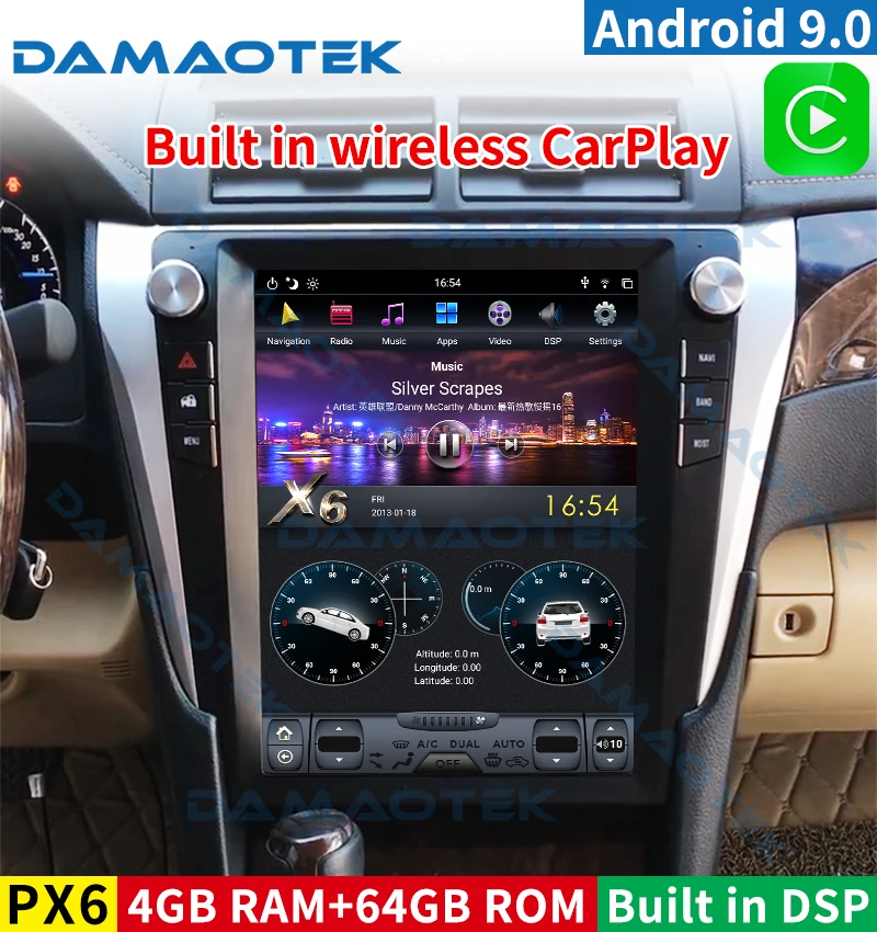 

Мультимедийная система Damaotek для Toyota Camry 9,0-12,1, Android 2007, 2016 дюйма