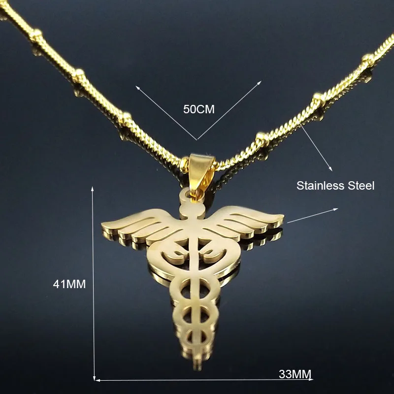 2023 Fashion Nurse Badge Stainless Steel Statement Necklace for Nurse Gift Gold Color Necklaces Jewelry cadenas mujer N1214S06 images - 6