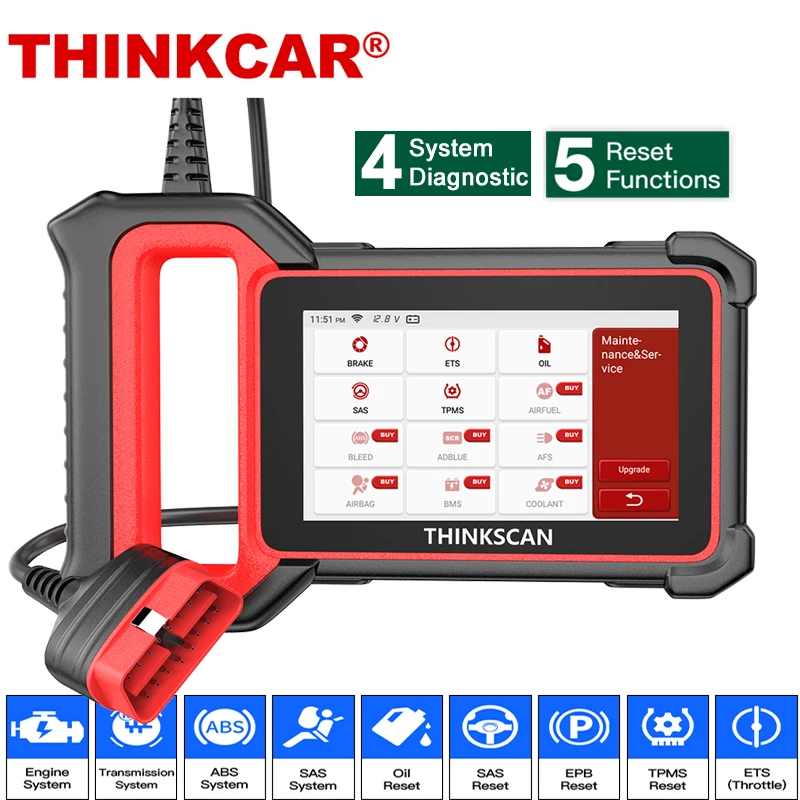 Thinkcar Thinkscan Plus S6  Diagnostic Tools OBD OBD2 Car ABS SRS AT Engine Scanners with TPMS Oil 5 Reset Auto VIN PK CRP129E