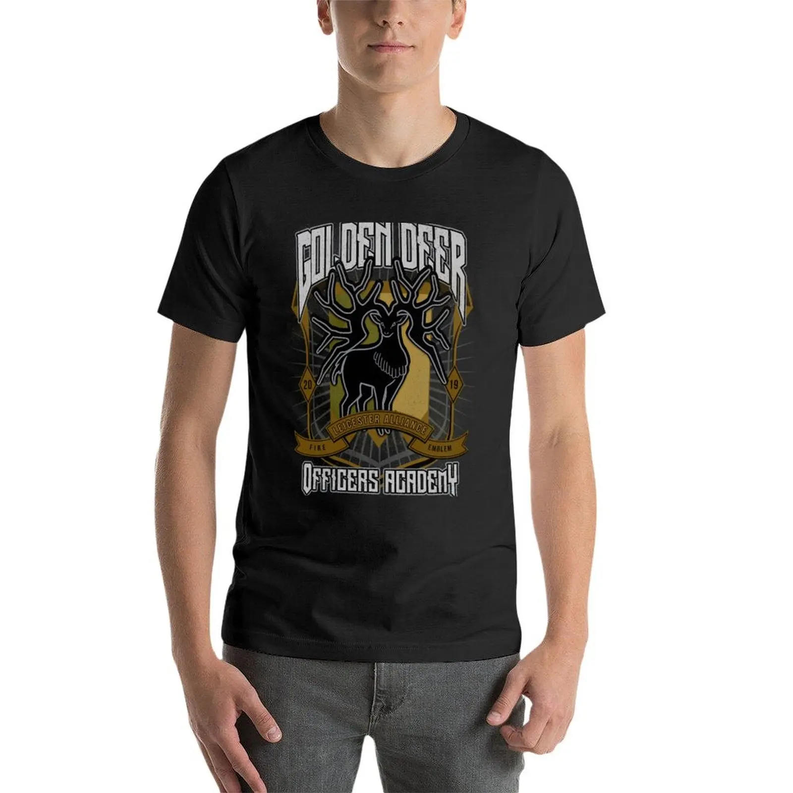 Футболка с изображением золотого оленя Креста корейские модные быстросохнущие