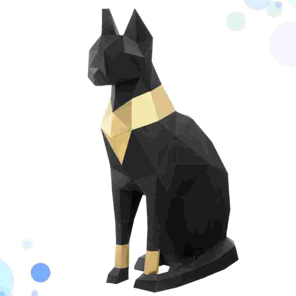 

Origami Paper Cat 3D Model Egyptian World Papercraft Kit Statue Geometric Stereoscopic Three Dimensionaldecoration Molded Hand