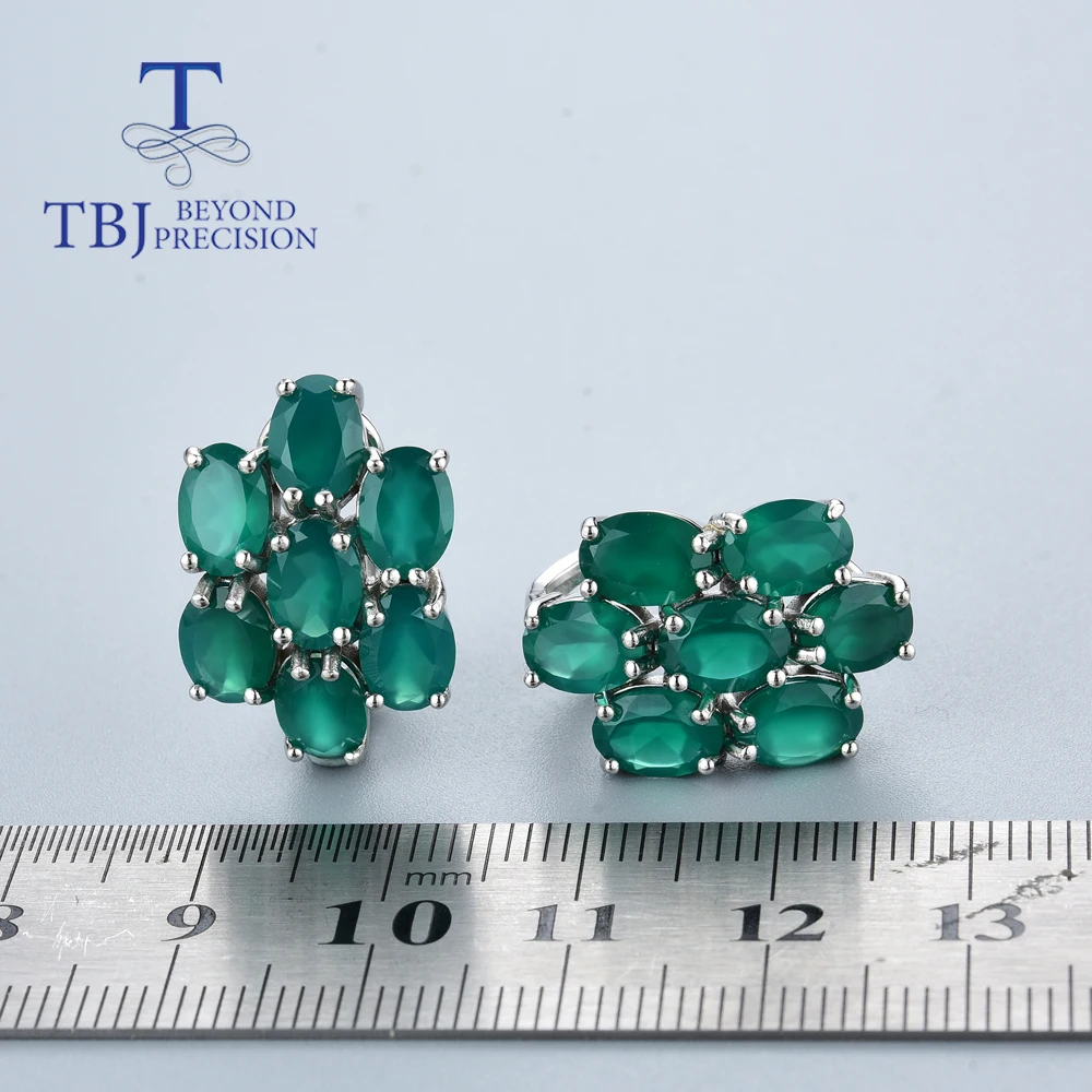 Новинка 2022 года 10 карат овальные серьги с натуральным зеленым агатом 5*7 мм из