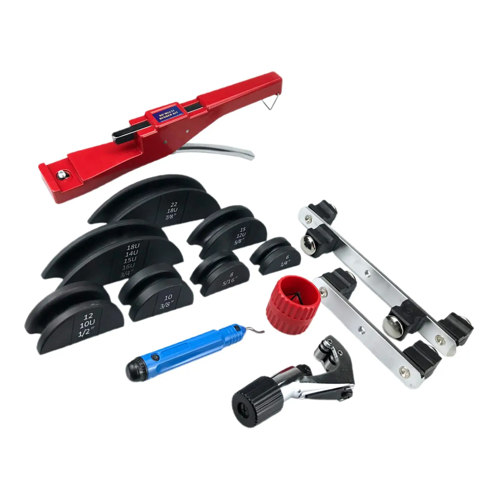 1/4-7/8 inch Tube Bender Hand Tool Multi Size 90° Manual Refrigeration Ratcheting Tubing Benders for Threading Pipe Copper Pipe