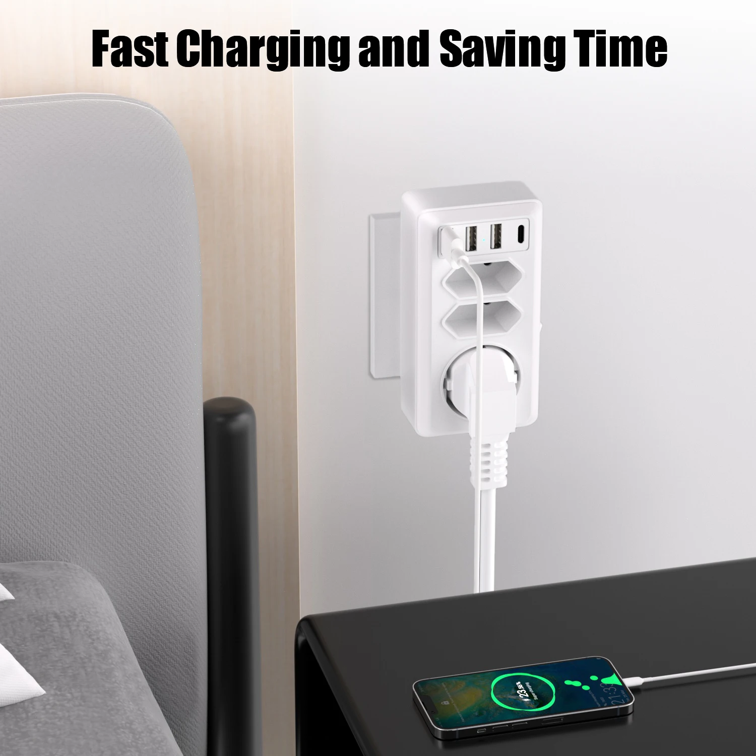 Удлинитель настенный с 3 USB-портами 240 в 16 А