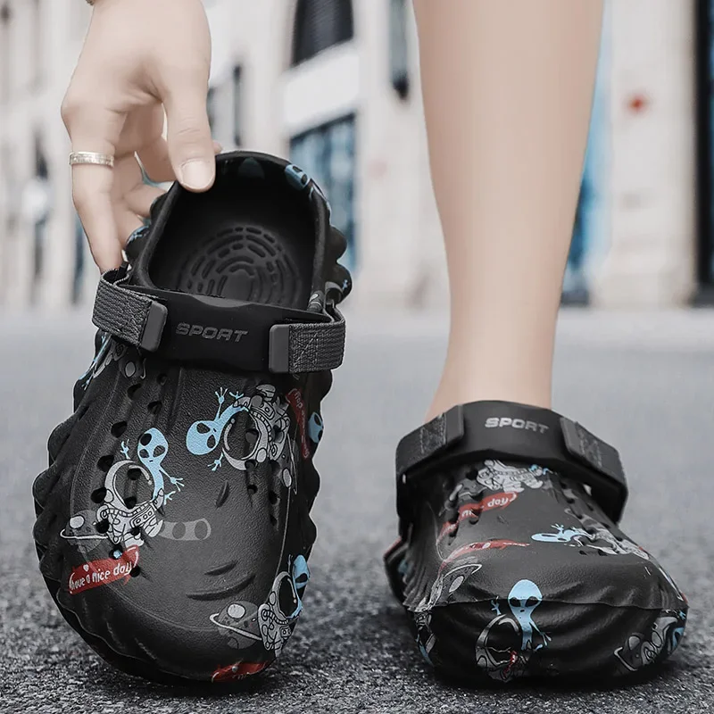 Мужские летние босоножки на плоской подошве мужские уличные садовые тапки