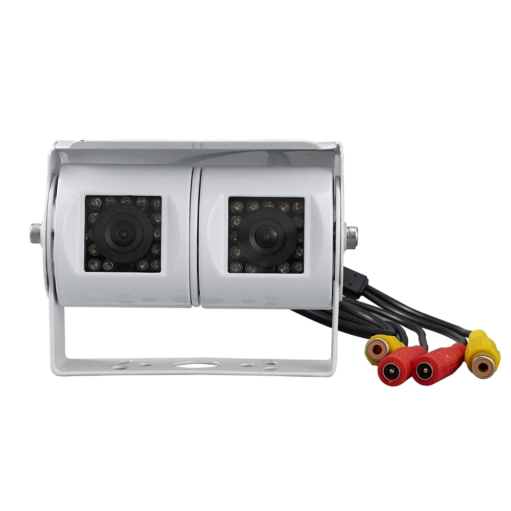 

Автомобильная камера заднего вида с двойным объективом RCA, камера заднего вида, двойной регулируемый угол, фотокамера для грузовика, автобу...