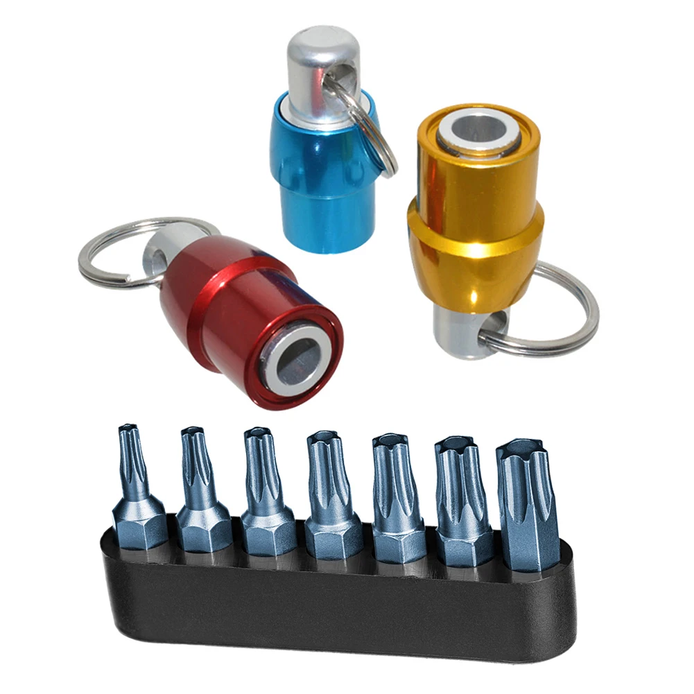 

1/4 inch Hex Shank Screwdriver Drill Bits Holder Aluminum Alloy Quick Release Keychain Screw Drill Extension Bar Adapter