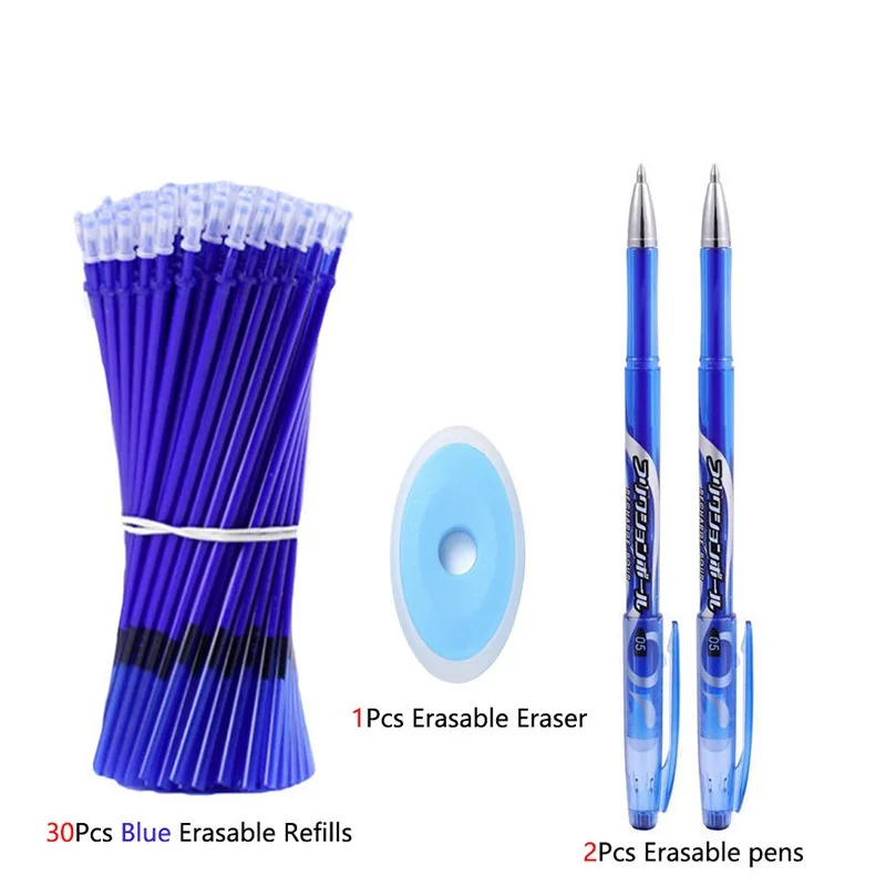 

33Pcs Set Erasable Gel Pen Set Refills Rod 0.5mm Washable Handle Magic Erasable Pen for Office School Writing Stationery