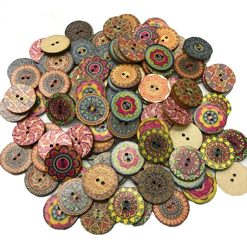 

200 PCS Wood Buttons, Vintage Wood Buttons with 2 Holes for DIY Sewing Craft Decorative