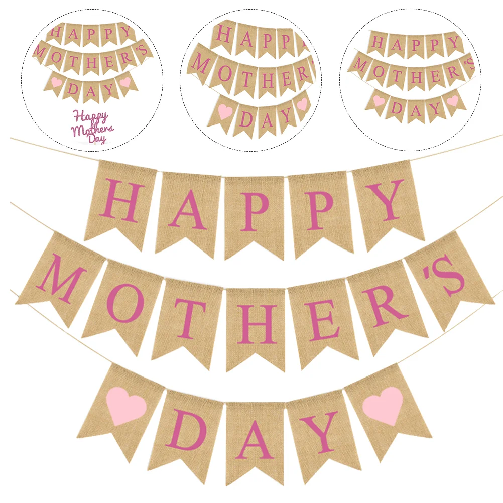 

1Set Mother's Day Hanging Flag Unique Party Banner Scene Layout Bunting Pendant