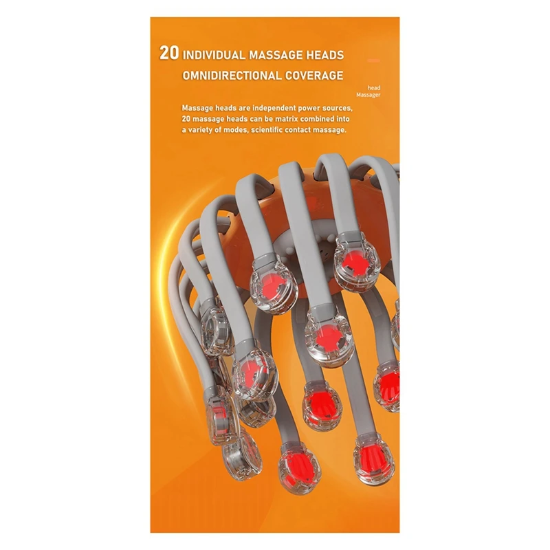 20 массажных головок массажер для головы красная фототерапия вибратор осьминог