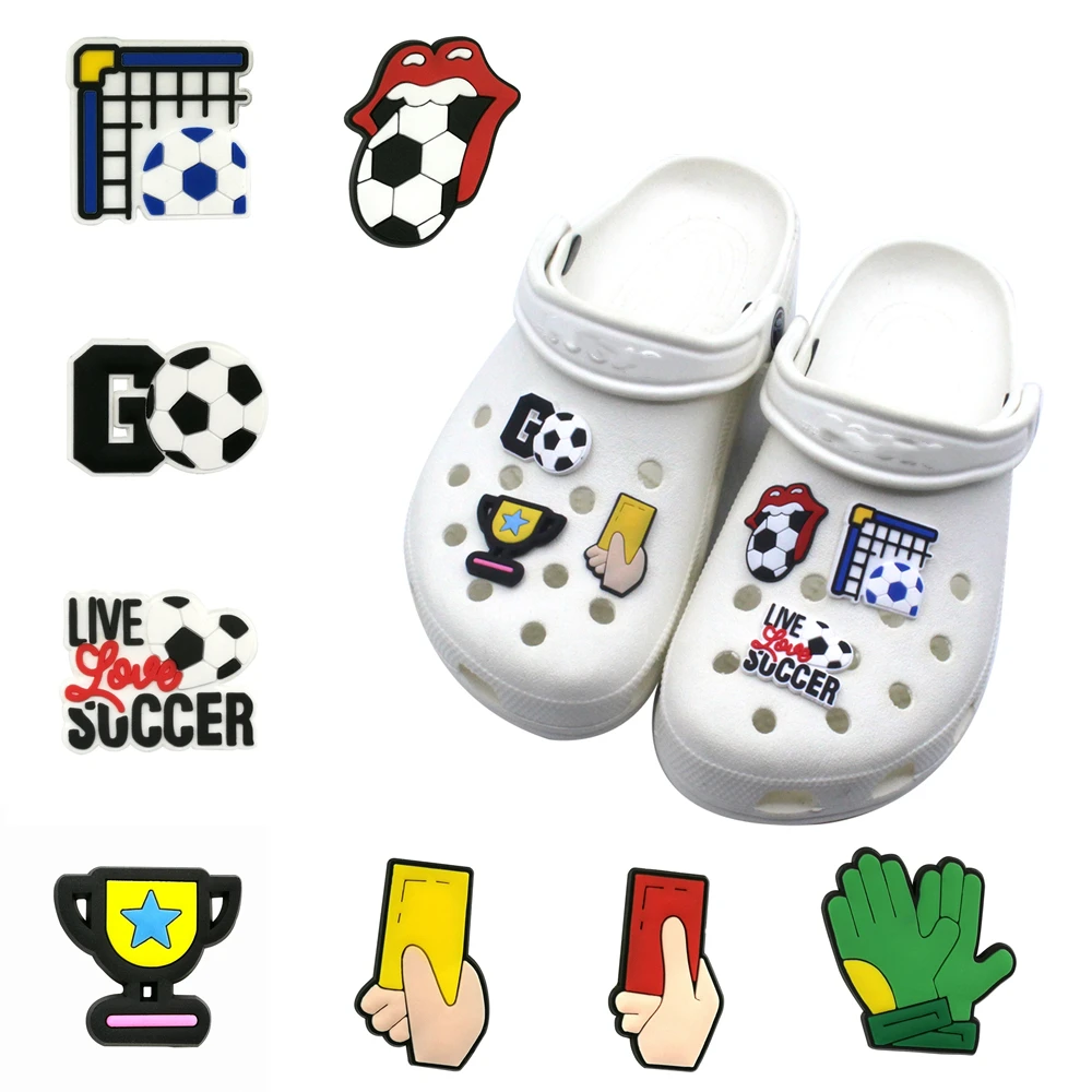 

1pcs Football Match Shoe Charm Red Card Yellow Card Trophy Shoe Accessories Clog Decorations For Croc Jibz Kids Party X-mas Gift