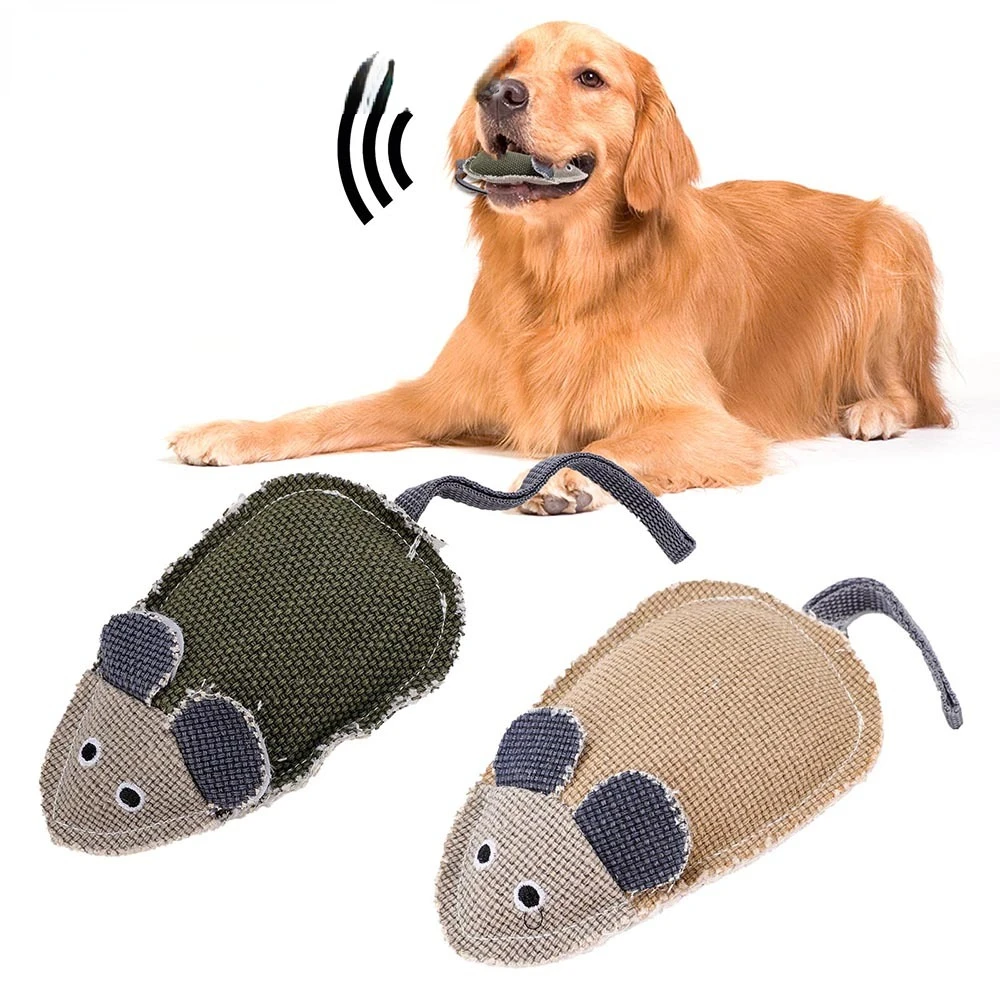

Dog Chew Toy Linen Mouse Shape Squeeze Vocalize Bite Resistant Outdoor Interactive Training Molar Teeth Cleaning Pets Accessory