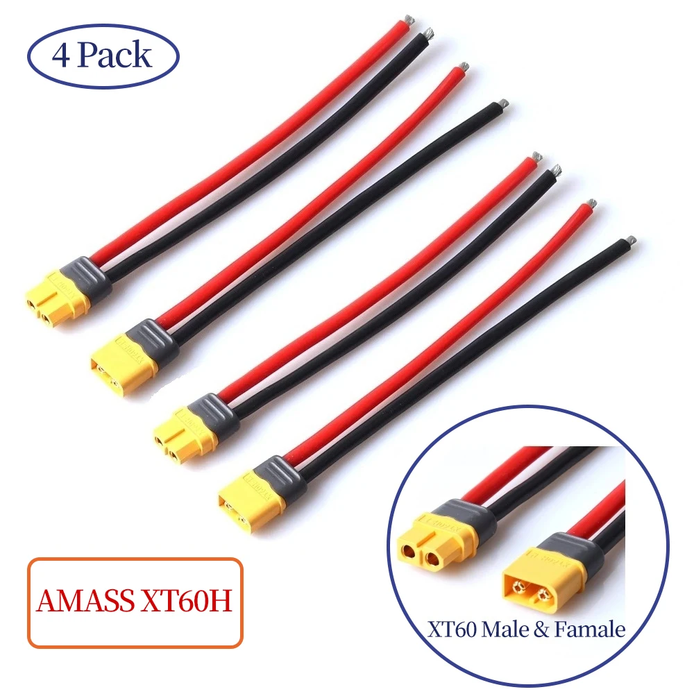 

Параллельный разъем для аккумулятора AMASS XT60 XT60H, 150 мм, 12AWG удлинитель кабеля «сделай сам», кабель для аккумулятора «папа и мама»