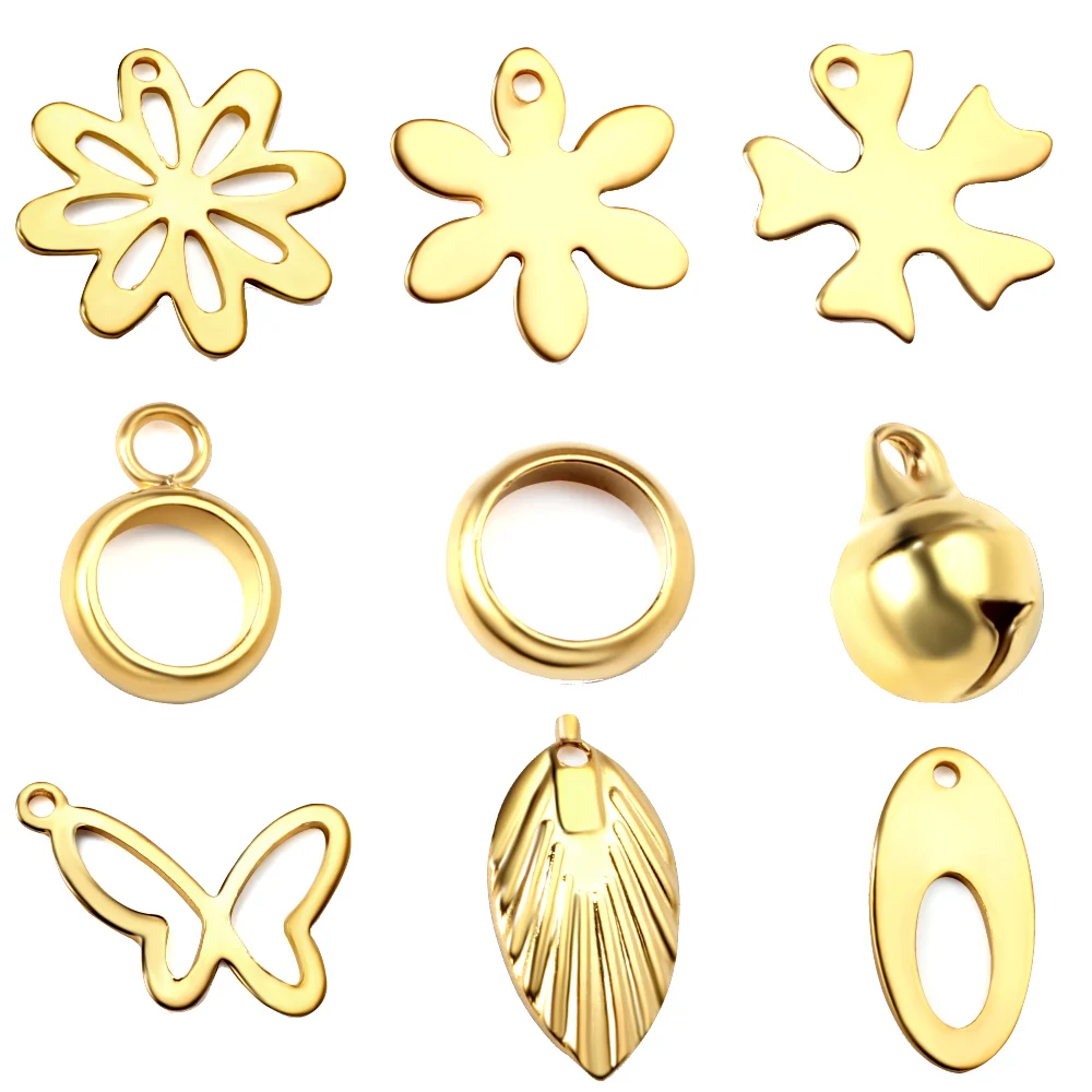 

ASON 100Pcs/Lot Stainless Steel Flower Bell Butterfly Charm Pendant Connector Diy Necklace Bracelet Jewelry Making Accessories
