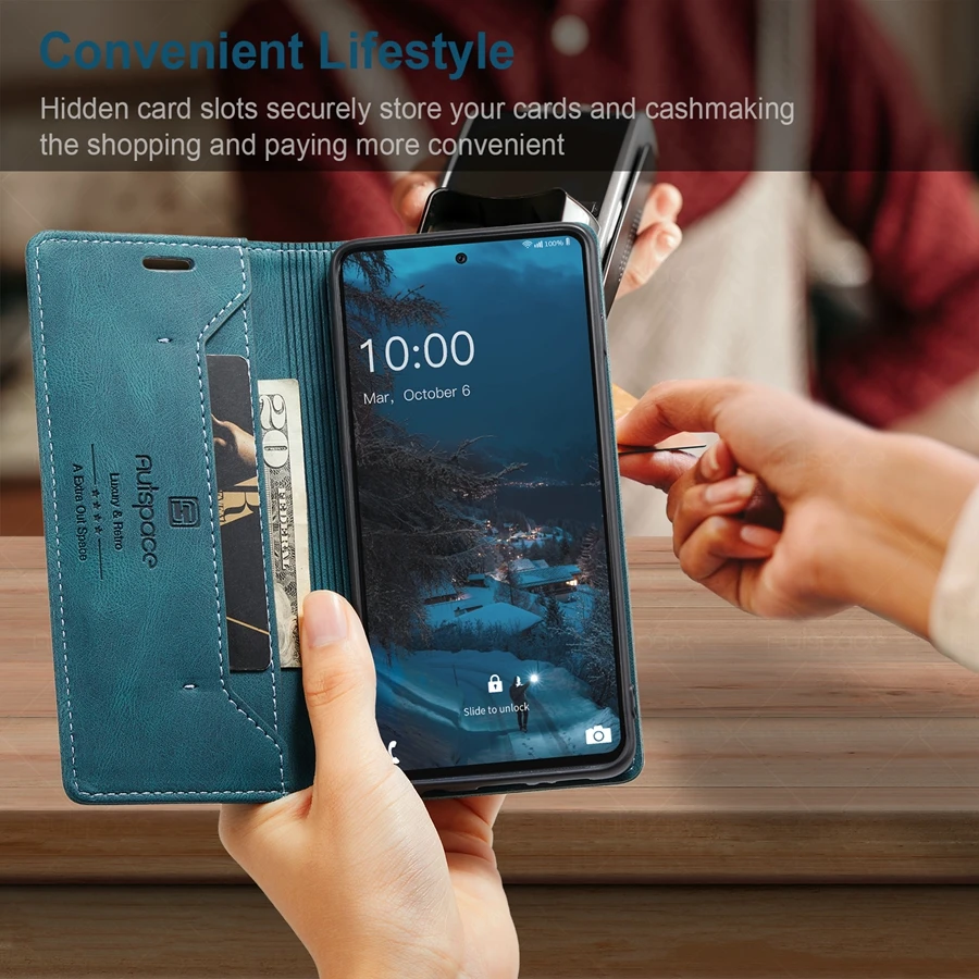 Кожаный чехол-бумажник с защитой от кражи для Samsung Galaxy A12 A13 A23 A33 A51 A52 A53 A71 A72 A73 S22 Ultra