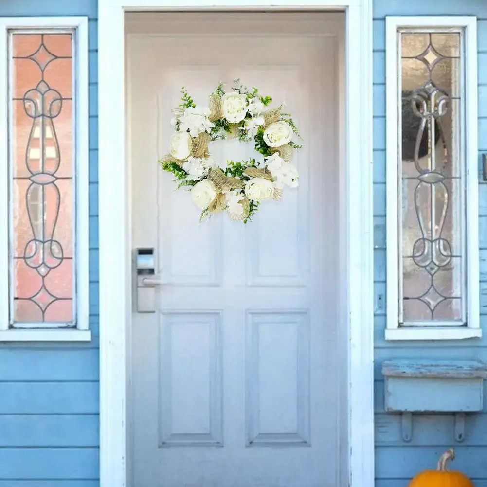 

Practical Faux Silk Front Door Wreath Realistic Looking Artificial Hydrangea Flower Garland Pendant Decoration Decorative