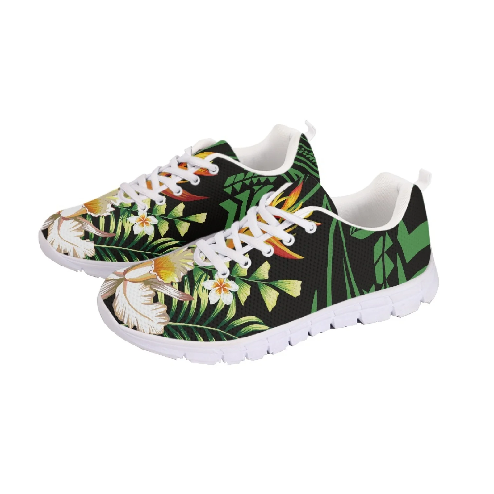 

Polynesian Tribal Hawaiian Totem Tattoo Hawaii Prints Breathable Lace-Up Soft-Soled Trainers Superlight Comfort Running Shoes