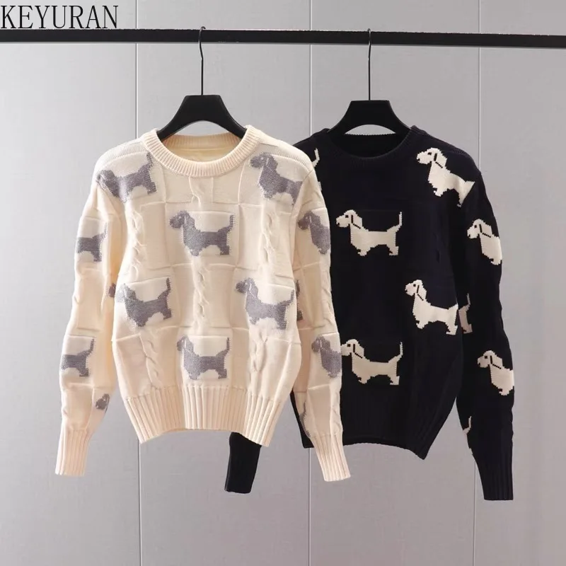 

Женский трикотажный джемпер с круглым вырезом и длинным рукавом