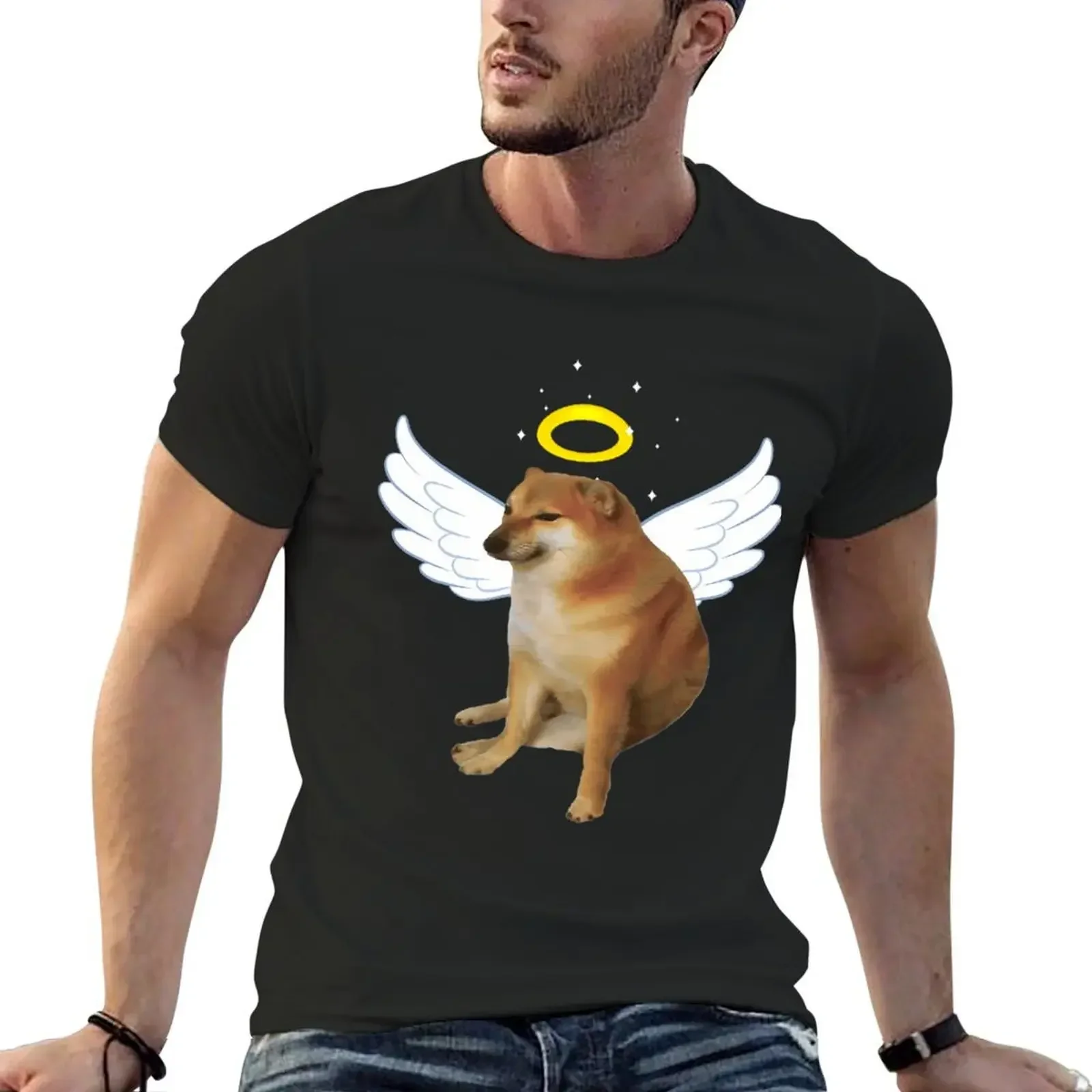 Футболка Rip Cheems All Dogs Go to Heaven Doge Meme таможенные черные рубашки новое издание мужская
