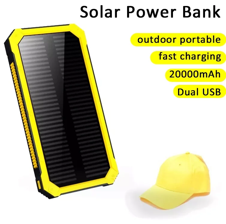 

2023New Solar Power Bank 20000 mAh Charger Power Bank Outdoor Portable Charging Power Bank Suitable for iPhone Laptop
