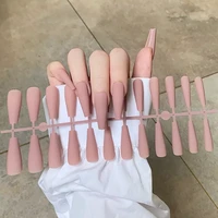 matte false nail tips solid color matte super long coffin false nail ballet press on nails tips for artificial fingernails