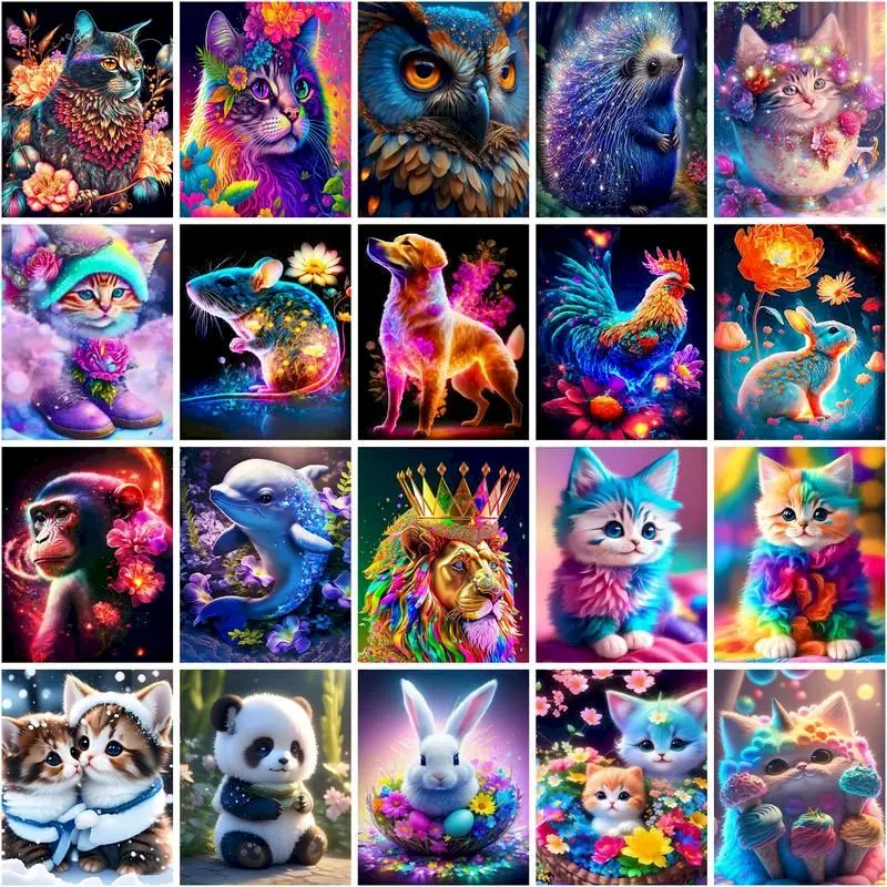 

GATYZTORY Painting By Numbers Colorful Animal Cat Owl Lion For Adults Diy Room Wall Art Pictures By Number Home Decoration Gift