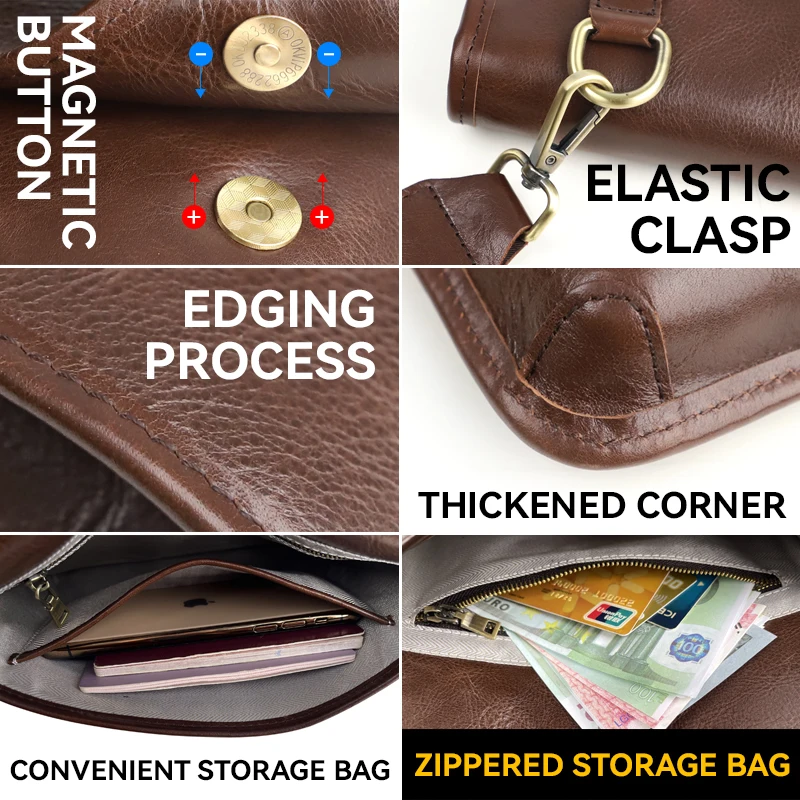 Повседневная мужская нагрудная сумка через плечо из натуральной кожи