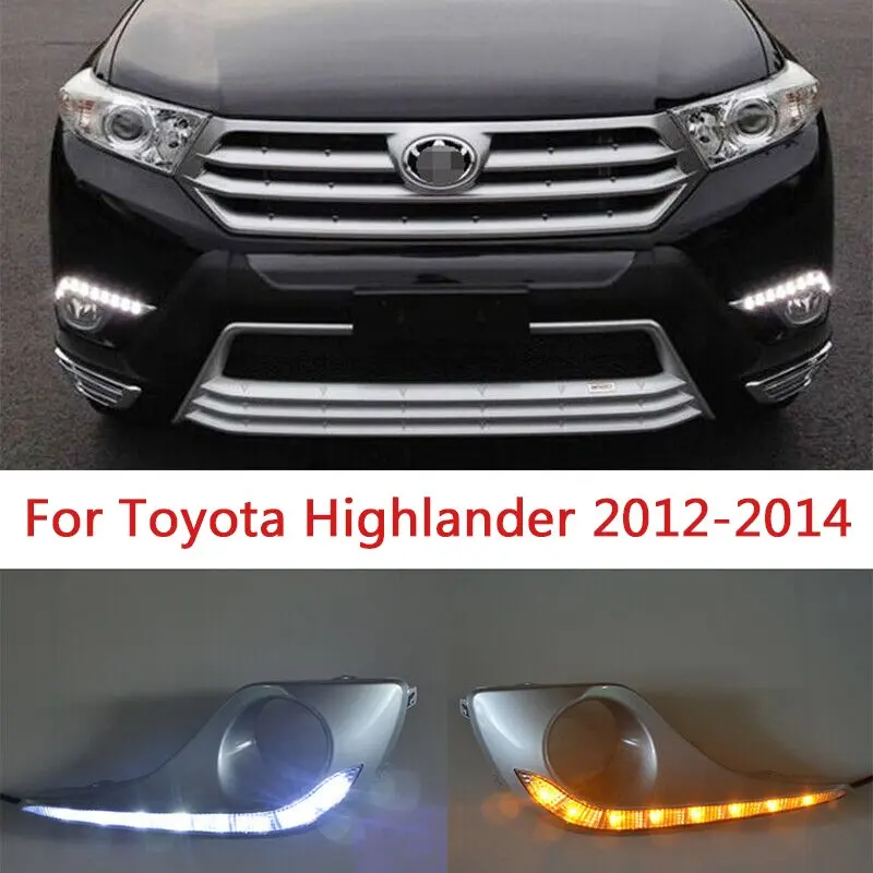 

2PCS DRL For Toyota Highlander 2012 2013 2014 Daytime Running Lights fog lamp cover headlight 12V Daylight car-styling