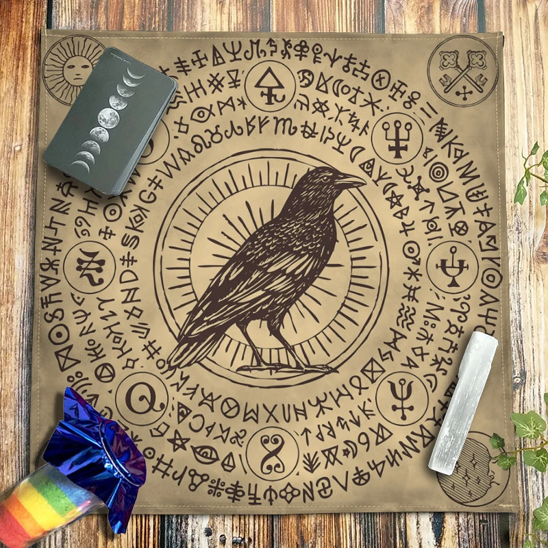 

Altar Cloth Pagan Spirituality Witchcraft Astrology Oracle Card Mat Crow Dragonfly Butterfly Magical Runes Tarot Tablecloth