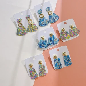 Women dangle earrings piercing Geometry Polymer Clay Handmade Earring Vintage Jewelry pendientes pendientes verano 2022 trend
