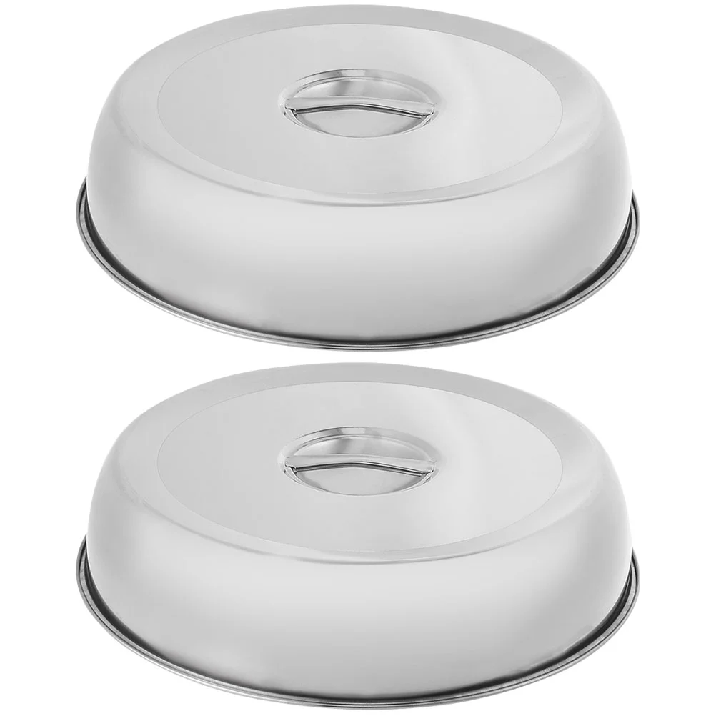 

2 Pcs Grill Cover Stainless Steak Protector Home Aluminum Baking Pans Hotel Oil-proof Food Covers Western Cheese
