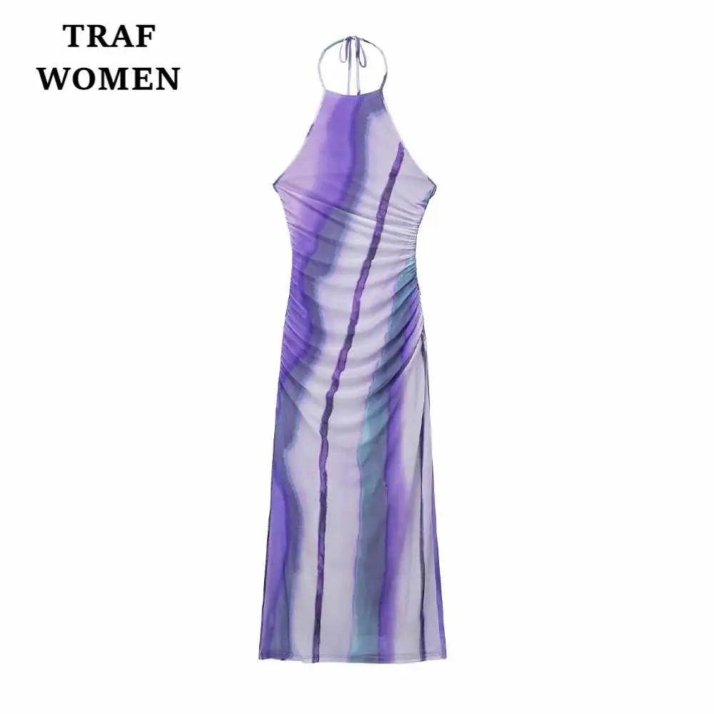 

Платье-Холтер женское Плиссированное с принтом, на молнии