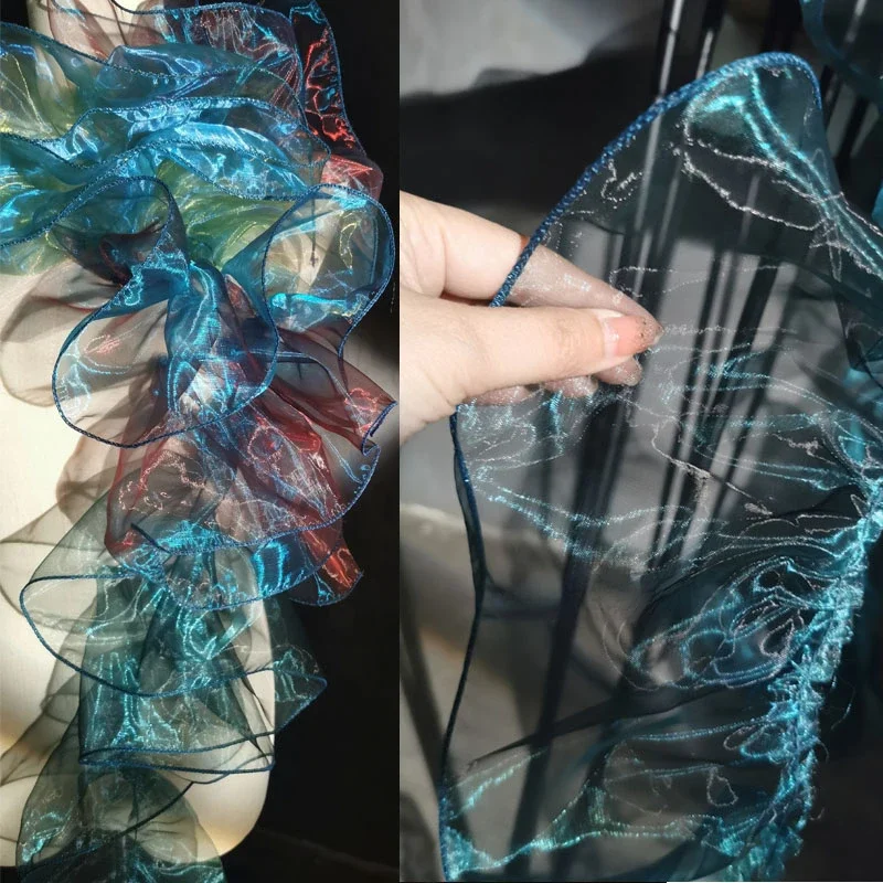 Ткань из органзы текстурированное водой кружево для манжет юбка подол украшение