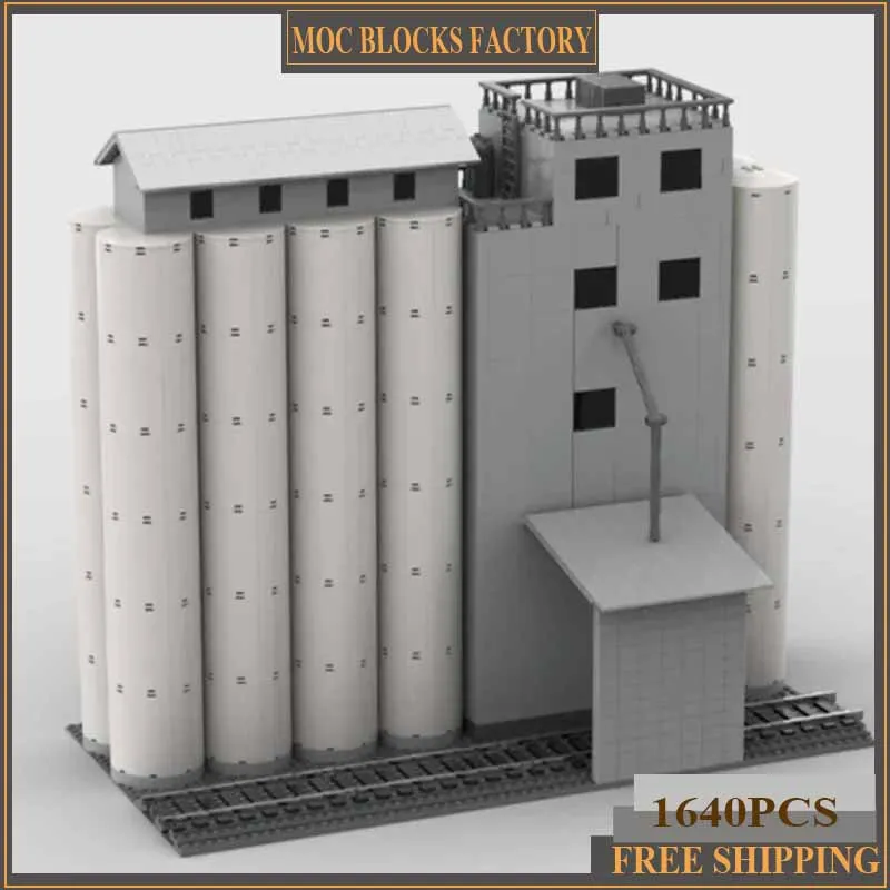Модель уличного вида Moc строительные блоки зерноподъемник и бункеры технология