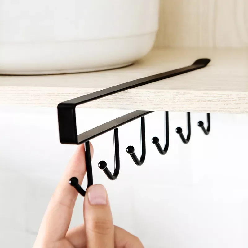 

Hooks Gadgets Rack Storage Hangering Home Multifunctional Decor Door Dish Cup Metal Punch Free Cupboard Organizer Kitchen Holder