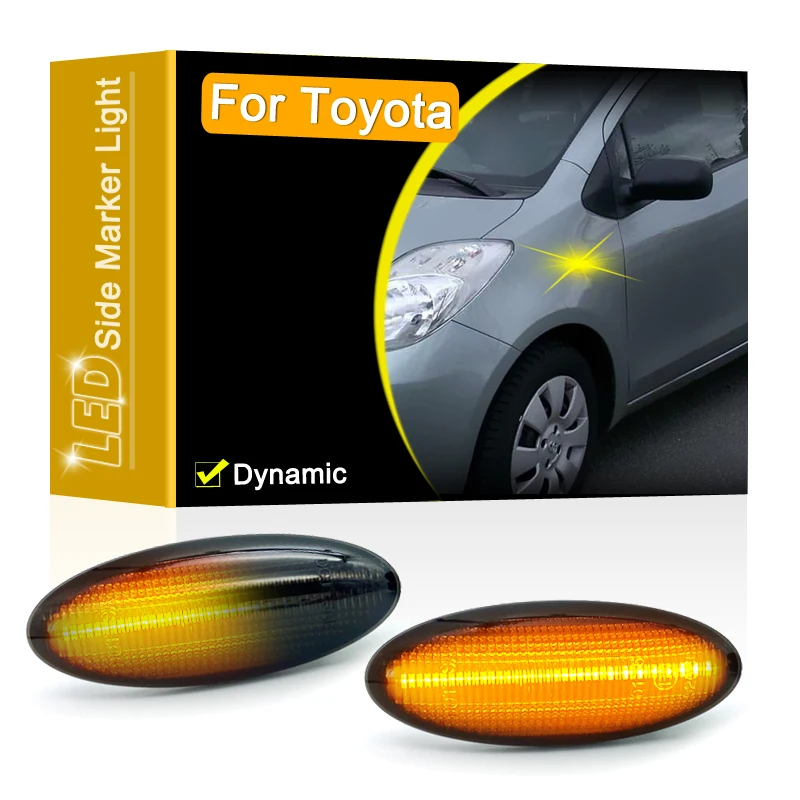 Smoked Lens Waterproof LED Side Fender Marker Lamp Flowing Turn Signal Light For Toyota Yaris Vitz RAV4 Auris Verso Corolla E140