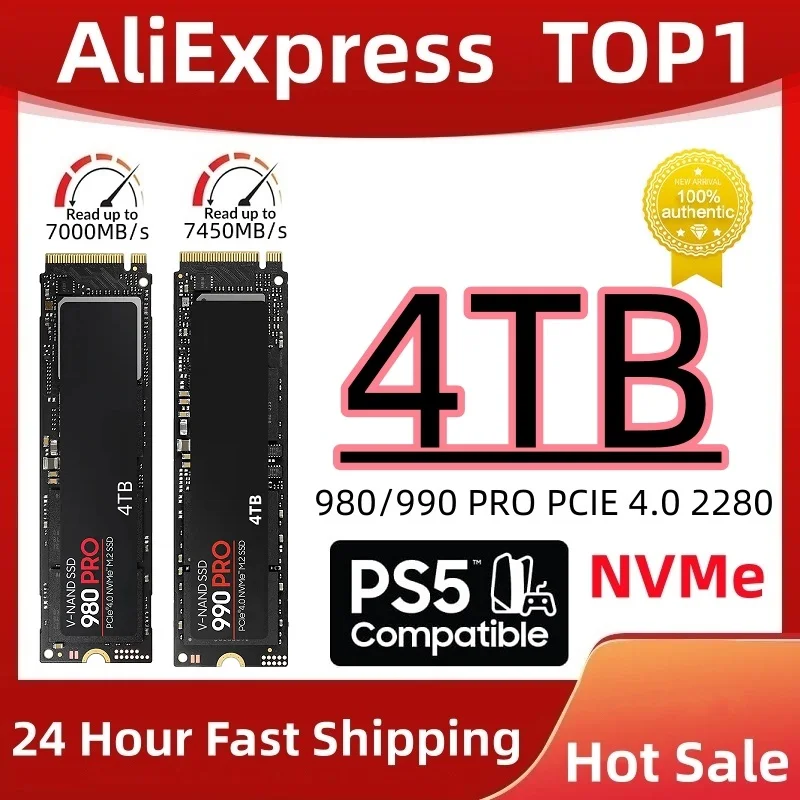 

Brand New 980PRO SSD 990PRO 1TB 2TB 4TB NVMe PCIe 4.0 M.2 2280 Disk Drives for PS5 PlayStation5 Laptop Mini PC Gaming Computer