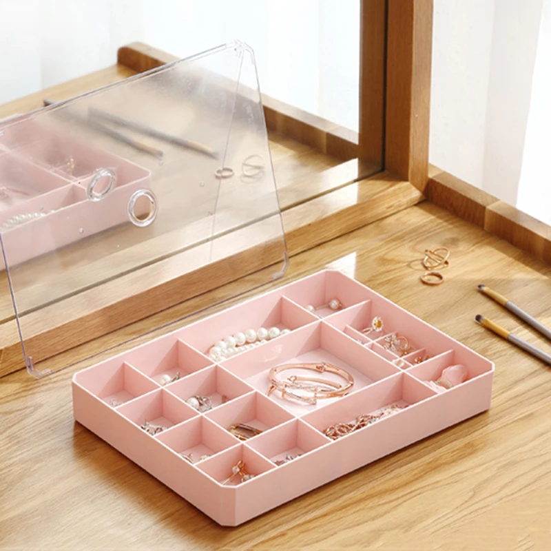 Casegrace Multi-lattice Jewelry Box With Lid Drawer Jewellery Display Storage Tray Organizer Case for Necklace Earrings Ring Box