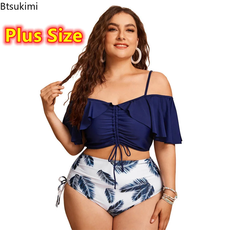 

New Plus Size XL-4XL Sexy Swimsuits for Women Printed Ruffled Bikini Sets Swimsuits 2022 Woman Slim Fit Two-Piece Bathing Suits