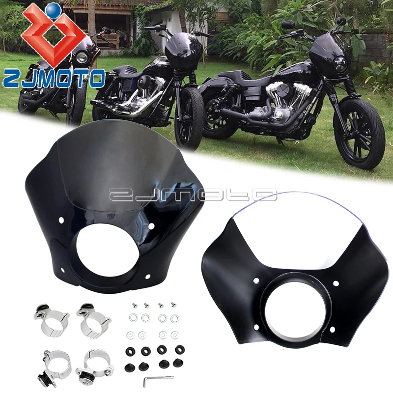 

5-3/4" Gauntlet Headlight Fairing Smoke Clear Windshields Mount Bracket Kit For Harley Sportster XL 883 1200 Iron XL883N Deluxe