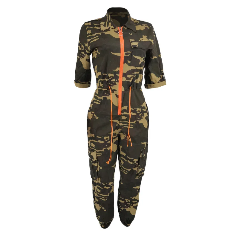 2023 Women Long Jumpsuit Short Sleeve Camouflage Clothes Overalls Y2K Streetwear Plus Size Female Playsuits One Piece Rompers