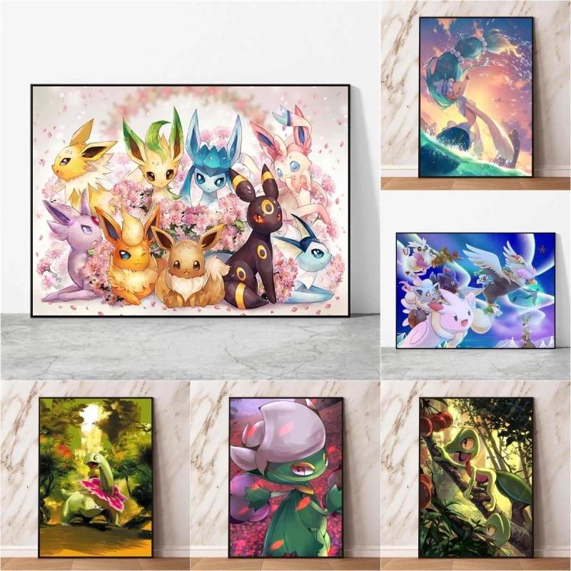 

Japanese Anime Canvas Paintings Pok E Mon Elf Friends Gifts Wall Stickers Cartoon Character Picture Room Home Aesthetic Poster