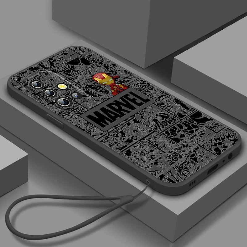 

Marvel Iron Man Spiderman For Samsung A04 S A71 A51 A42 A41 A30 A32 A21S A12 A11 A01 A02 4G 5G Liquid Rope Phone Case