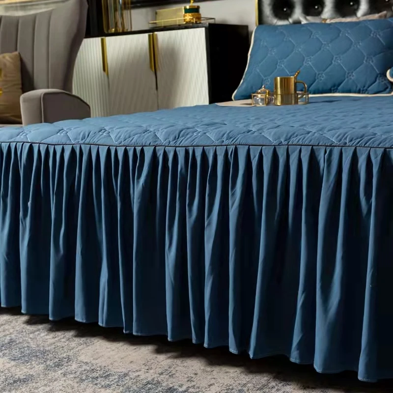 

Luxury Warm Ruffle Bed Skirt Queen Quilted Thick Non-slip Bedspreads King Antiskid mattress Cover Set Fitted Sheet Bedding Set