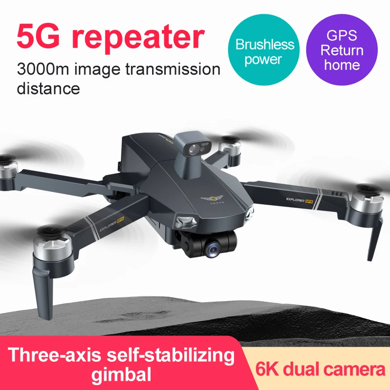 

6000 Meters Powerful Performance Relay Drone JJRC X20 GPS Long Range 6K HD Aerial-Photo 5G Repeater Three Axis PTZ Four Aircraft